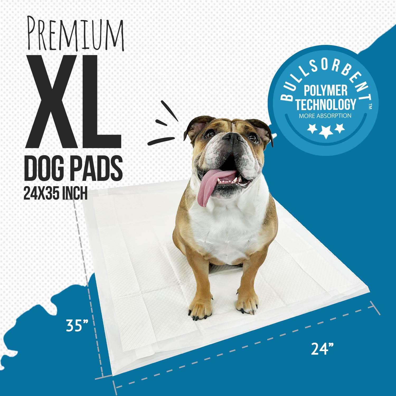 Puppy pads Bulldogology XL con 6 capas para mayor absorción de líquidos