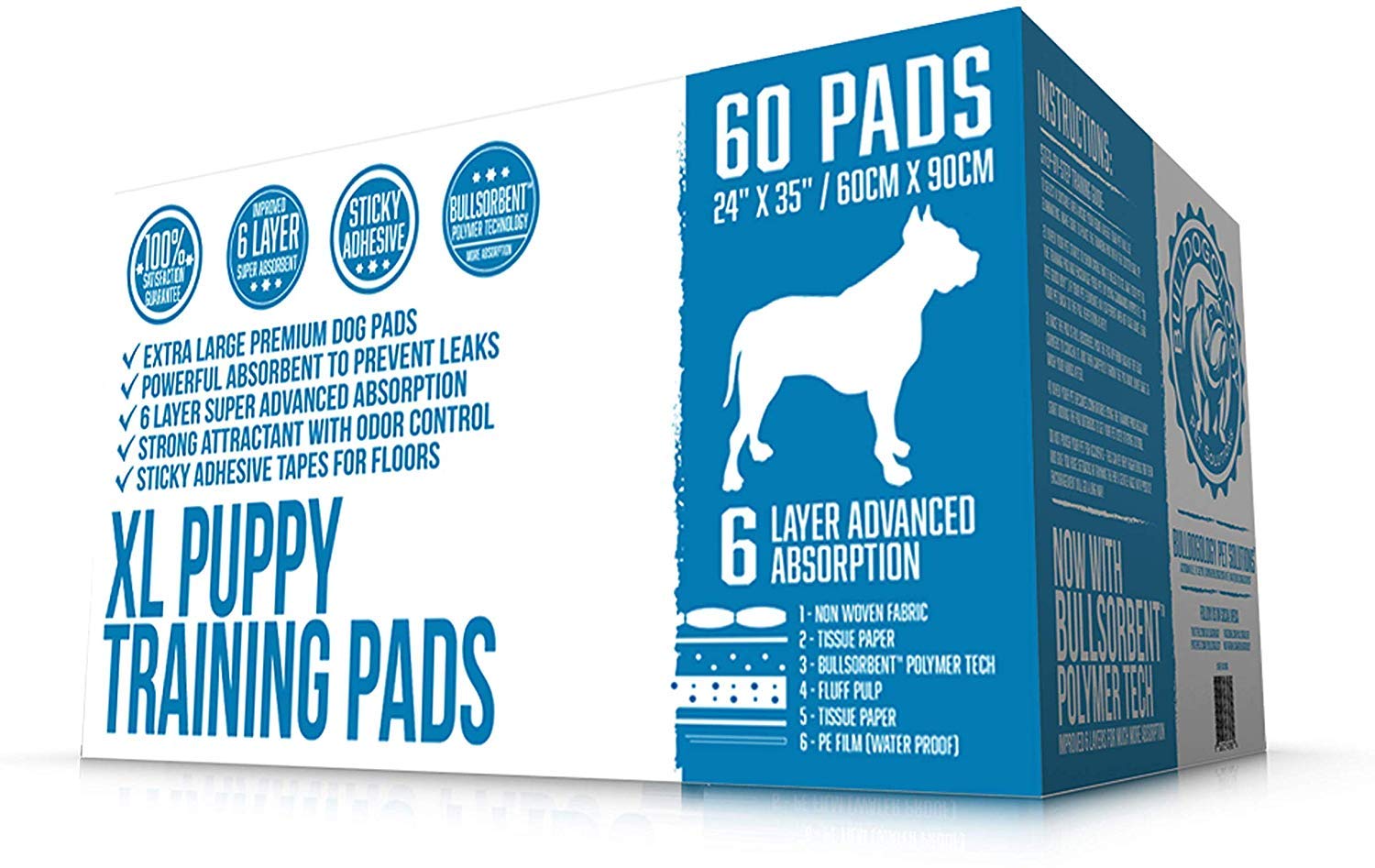 Puppy pads Bulldogology XL con adhesivo para evitar deslizamientos en el piso