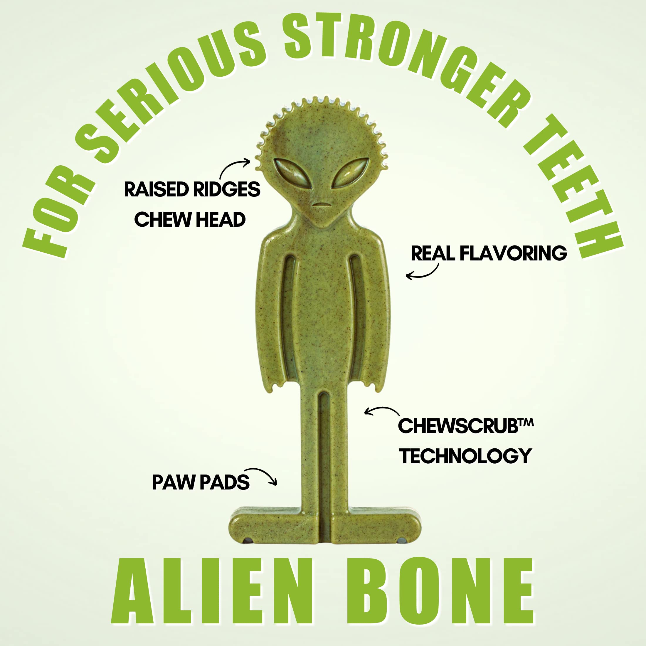 Bullibone Alien Bone hecho en Estados Unidos, nylon no comestible para mordisqueo seguro.