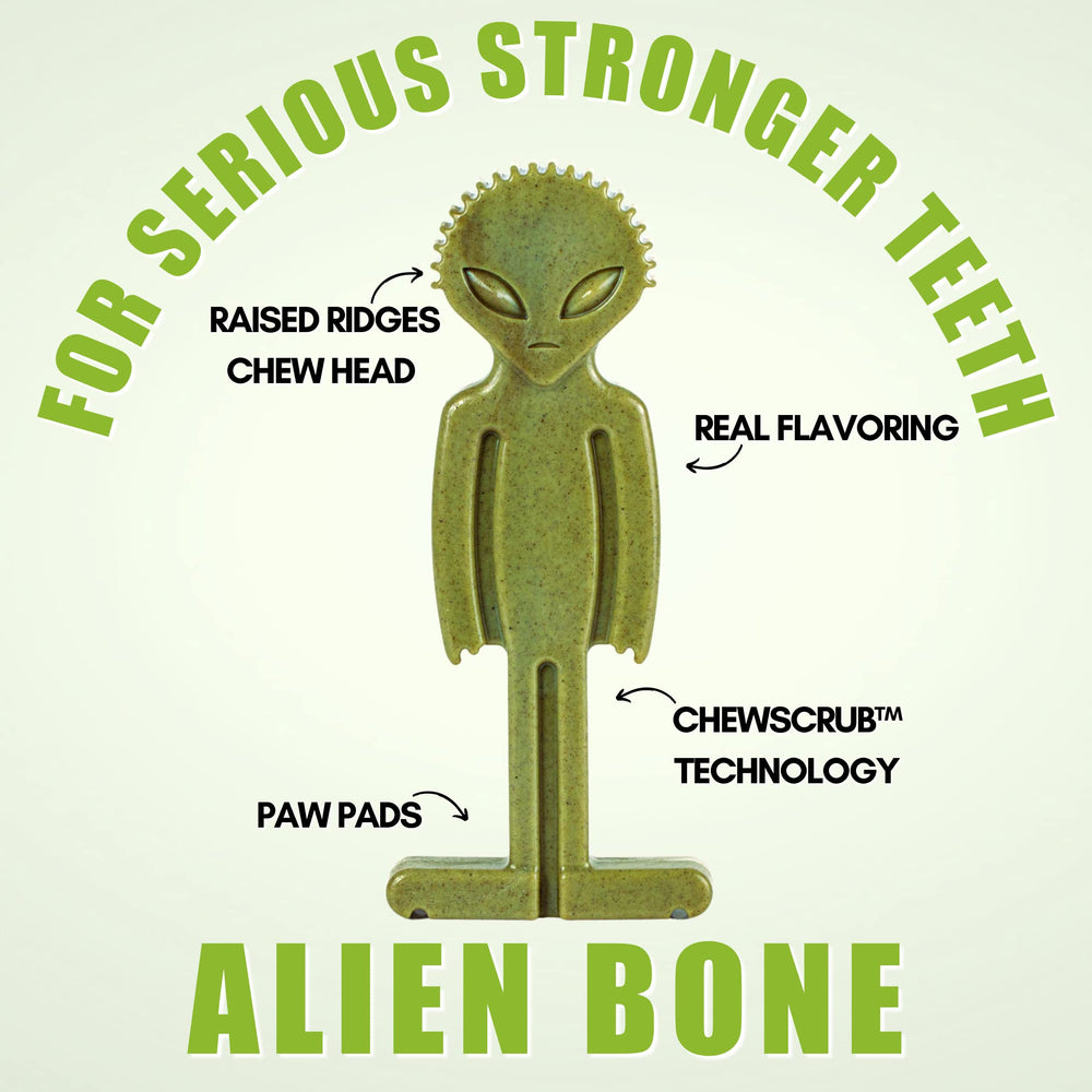 Bullibone Alien Bone hecho en Estados Unidos, nylon no comestible para mordisqueo seguro.