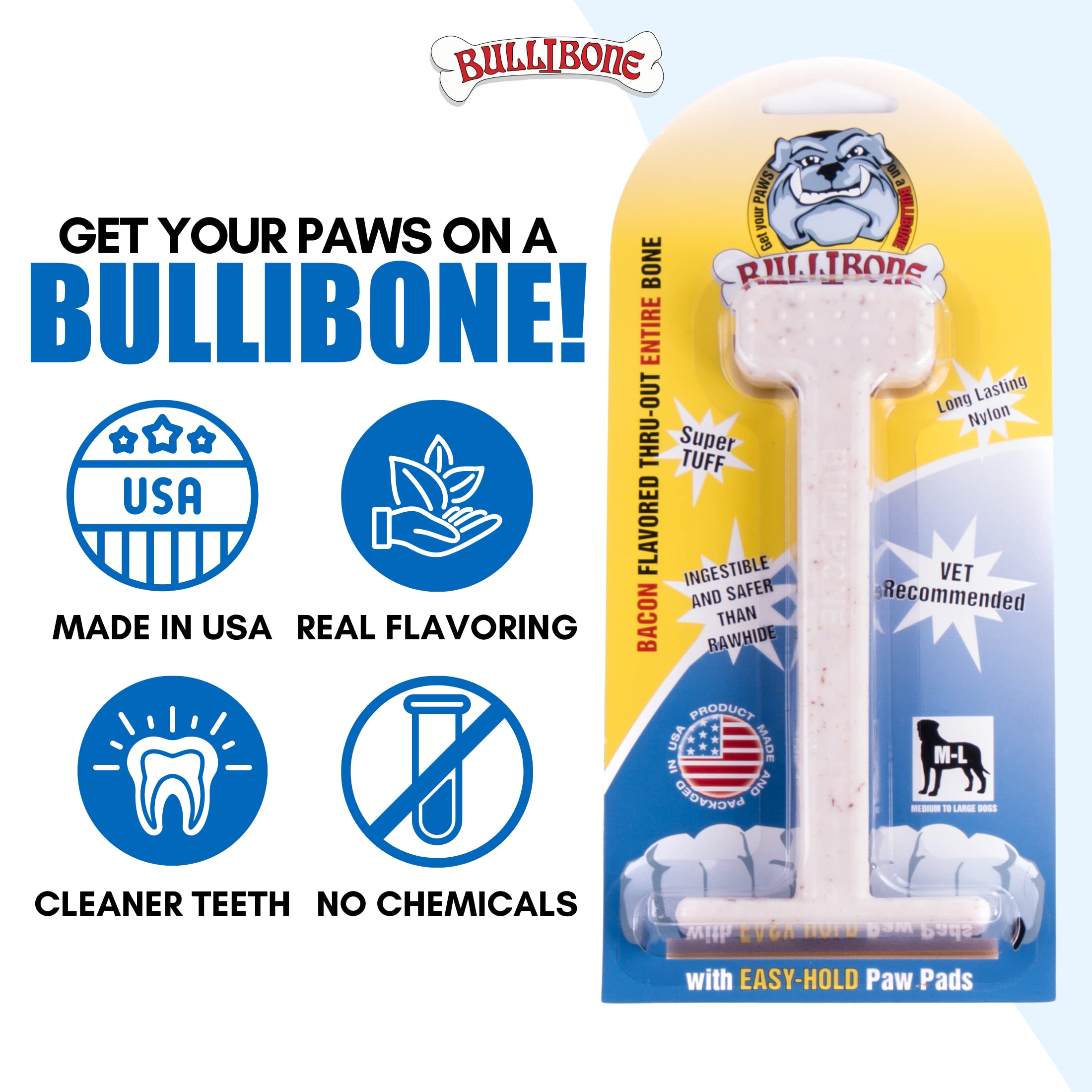 Bullibone textura estimulante en dientes, masaje dental suave durante la masticación.