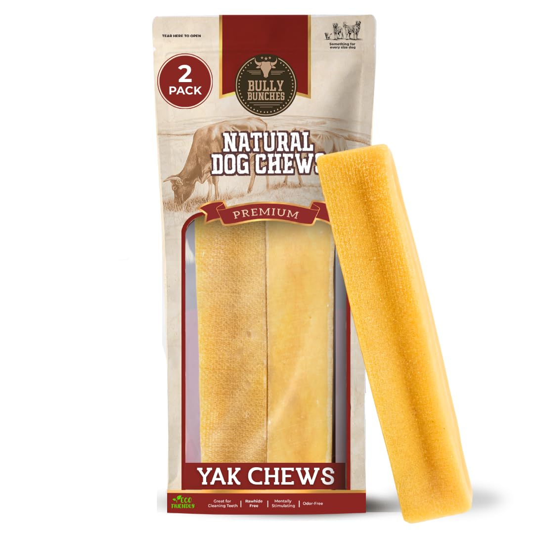 Bully Bunches emballage yak fromage moyen, friandise naturelle pour chiens actifs.