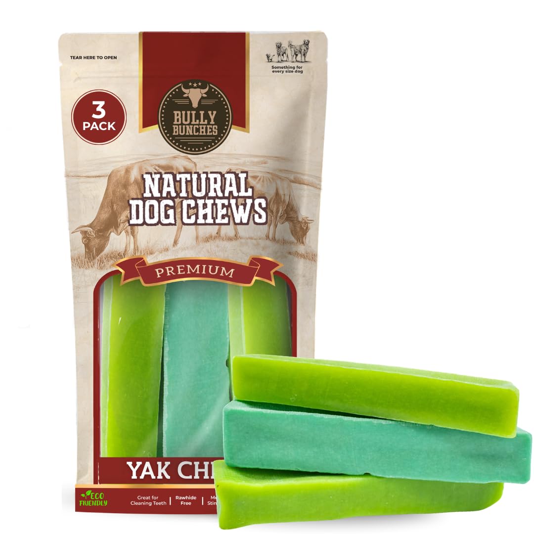 Bully Bunches masticable de yak con menta, para perros medianos, promueve limpieza dental.