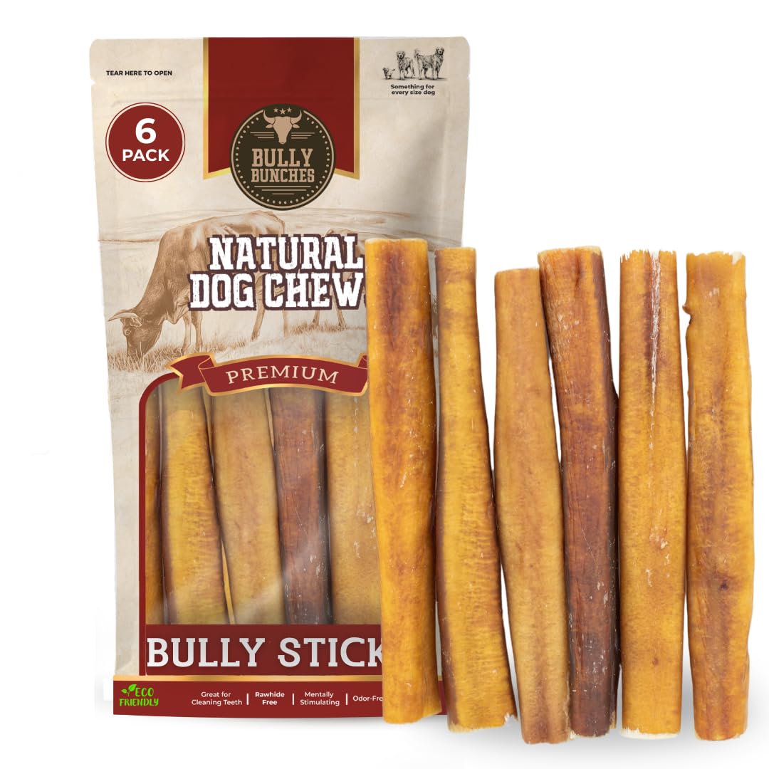 Bully Bunches Premium 6 pulgadas con olor neutro, ideal para perros medianos y grandes.