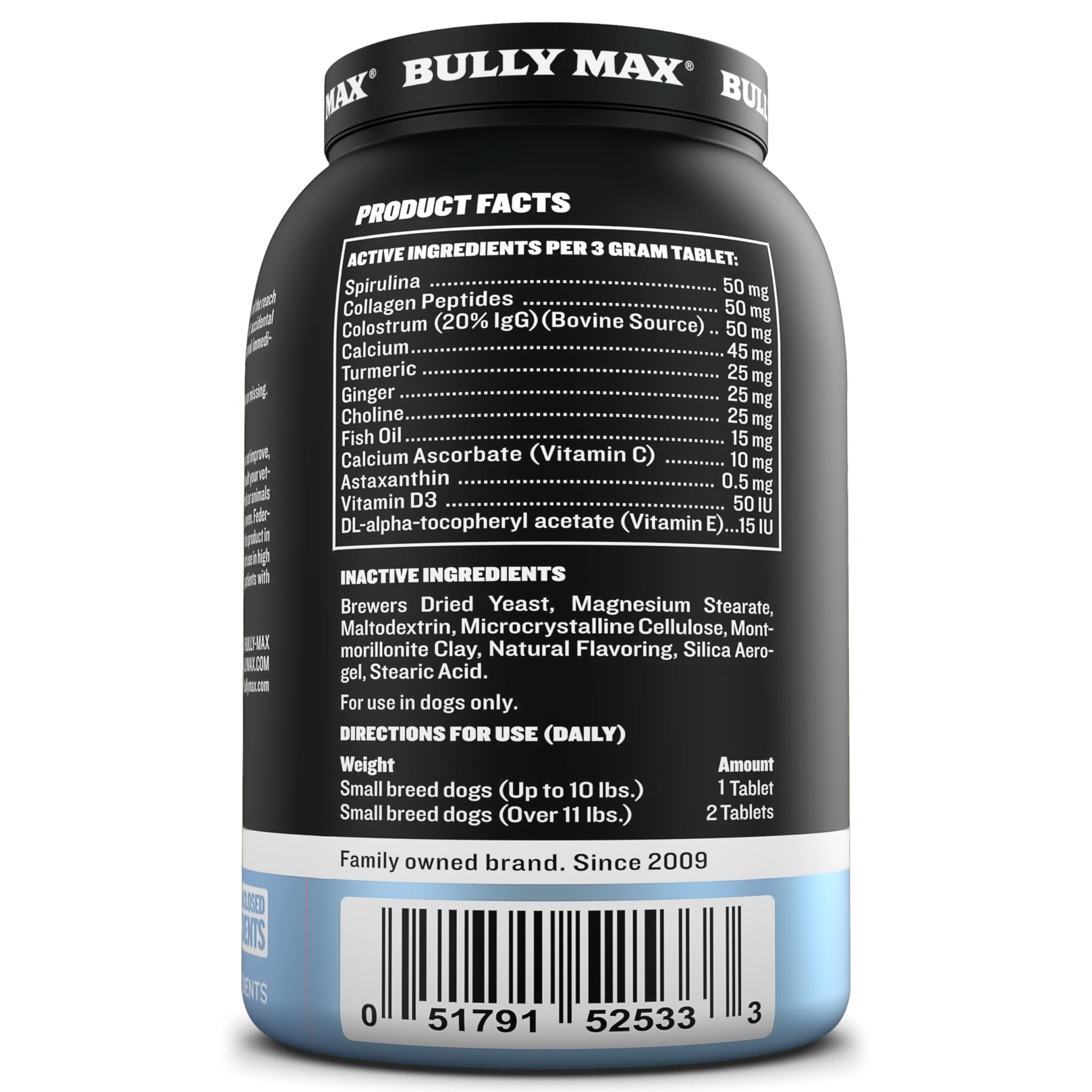 Bully Max envase de 30 tabletas para cachorros.