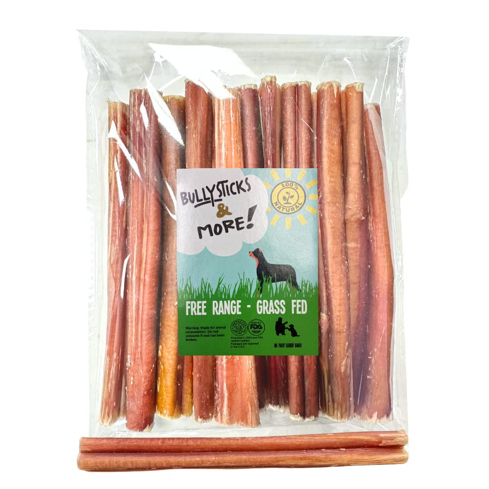 BULLYSTICKS & MORE palitos bully de 6 pulgadas para perros medianos, fuente de proteína natural