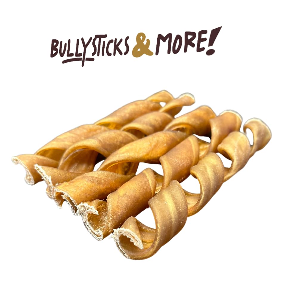BULLYSTICKS Pack de 10 espirales de colágeno para perros, snack proteico y duradero.