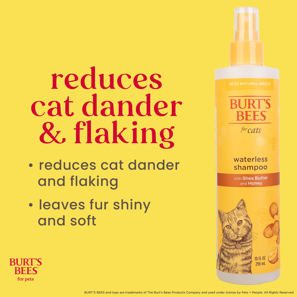 BURT'S BEES FOR PETS Waterless Cat Shampoo Spray, sin enjuague para limpieza rápida en casa.