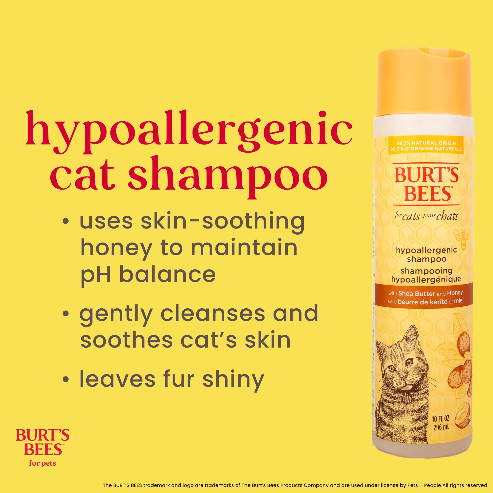 BURT'S BEES FOR PETS champú piel sensible cuida el pelaje durante el aseo.