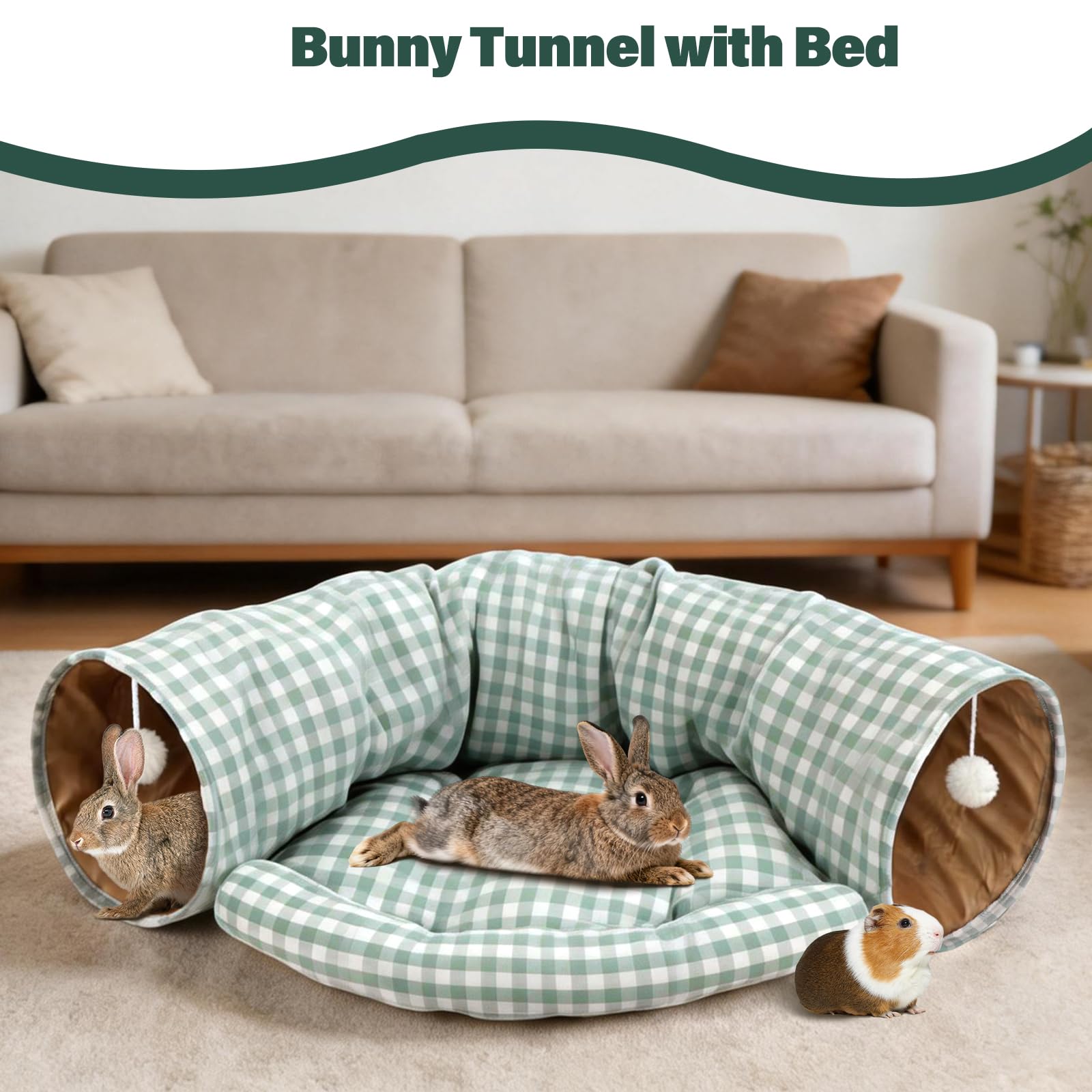 BWOGUE Bunny Tunnel Bed ideal para conejos y gatos en interiores