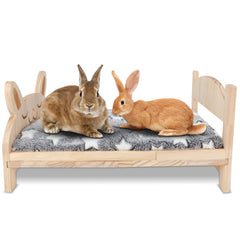 BWOGUE cama grande de madera para conejos, visión general y plegable.