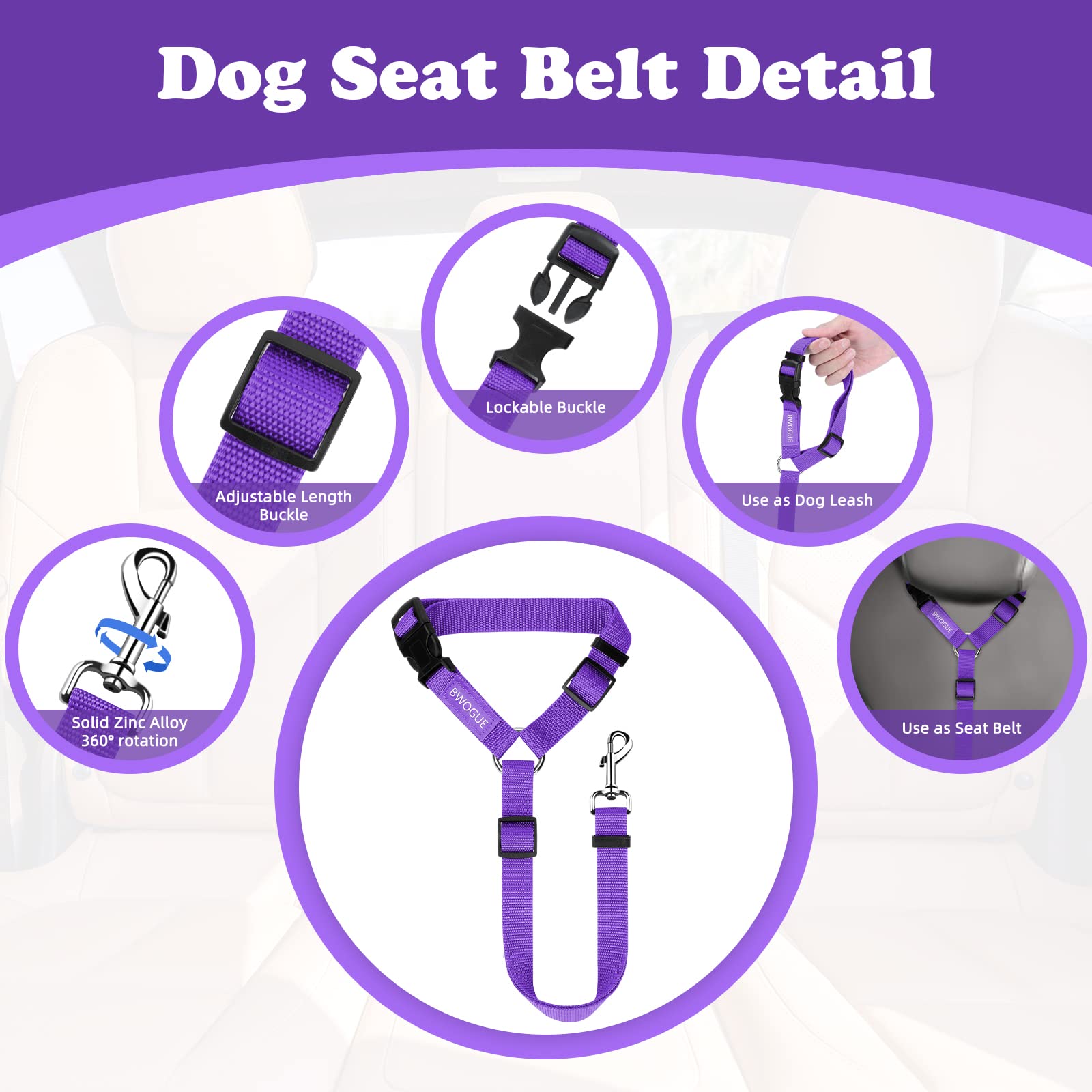 BWOGUE Correa de nylon ajustable 18-30 pulgadas para perros y gatos.