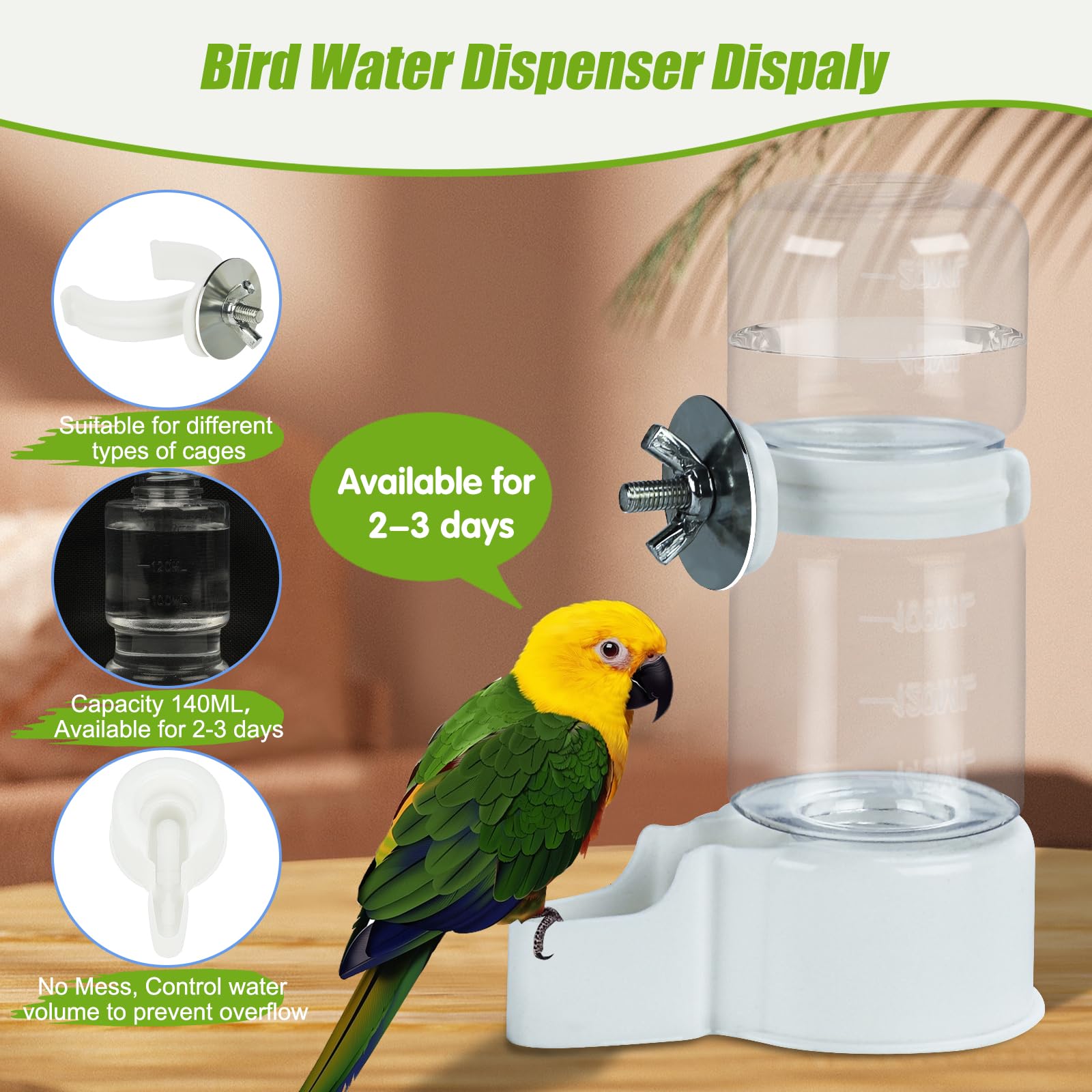 BWOGUE dispensador de agua automático interior con lectura de nivel, facilita rellenar.