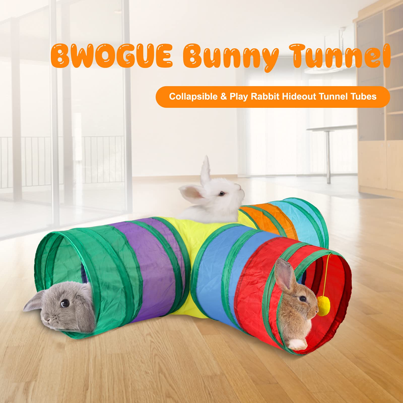 BWOGUE tunel con ventana de observación para conejos: fomenta exploración y actividad.