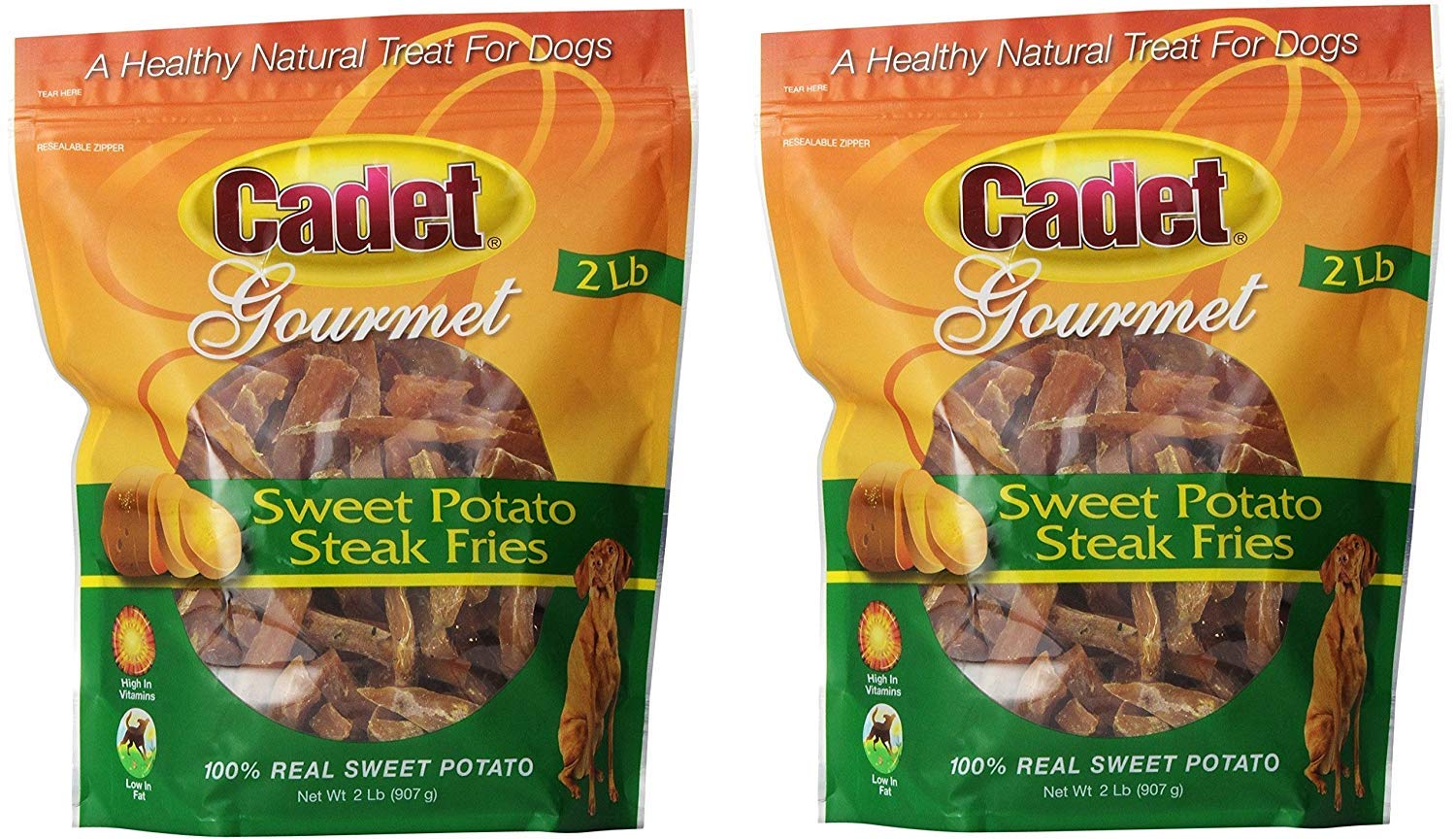 Cadet patatas dulces fritas gruesas para perro, tentempié sabroso para premiar en casa.