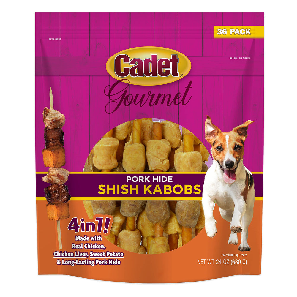 Cadet Gourmet brochetas para perros pequeños con pollo, pato y batata para masticar delicioso.