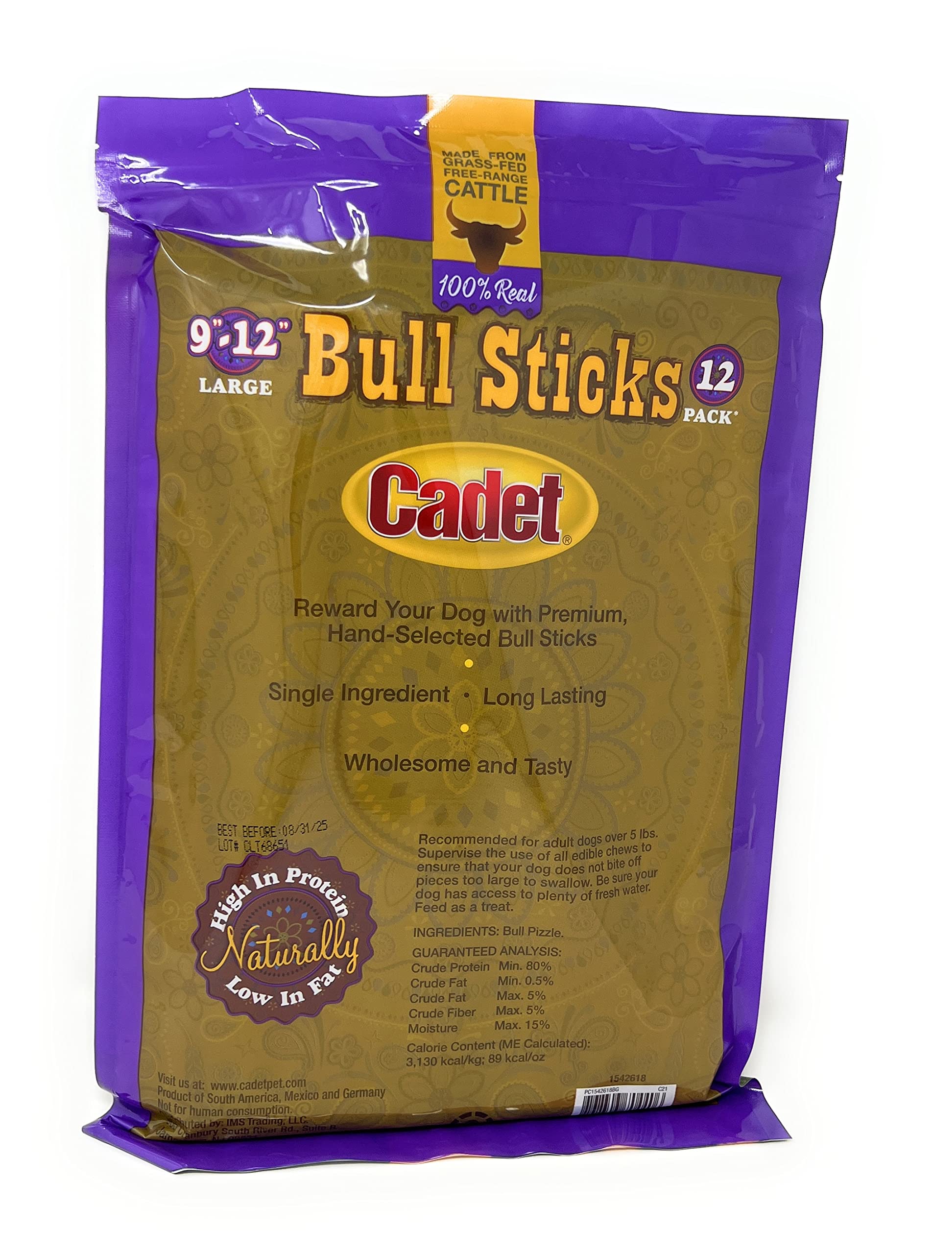 Cadet Gourmet Bully Sticks, snack para perros sabroso y duradero durante el día