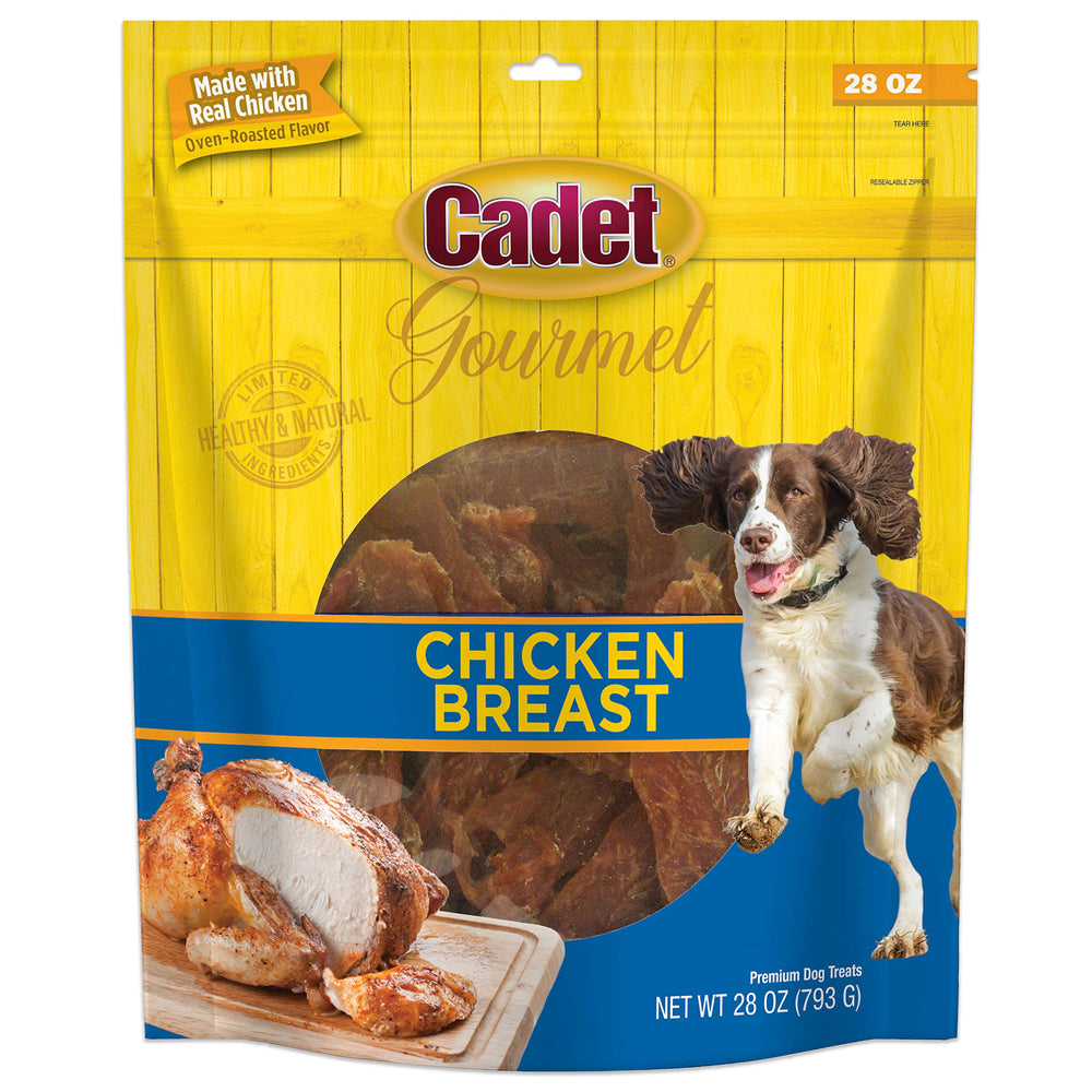 Cadet Gourmet filetes de pollo horneados en envase, recompensa sabrosa para perros.