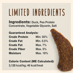Cadet Jerky pato, ingredientes limitados sin colorantes artificiales