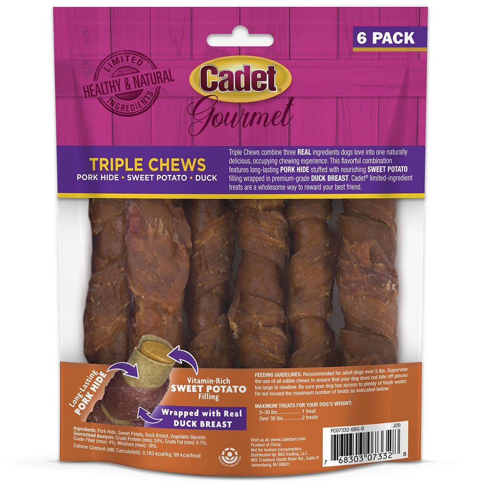 Cadet Gourmet Triple Chews: tamaño ideal para perros de todos los tamaños.