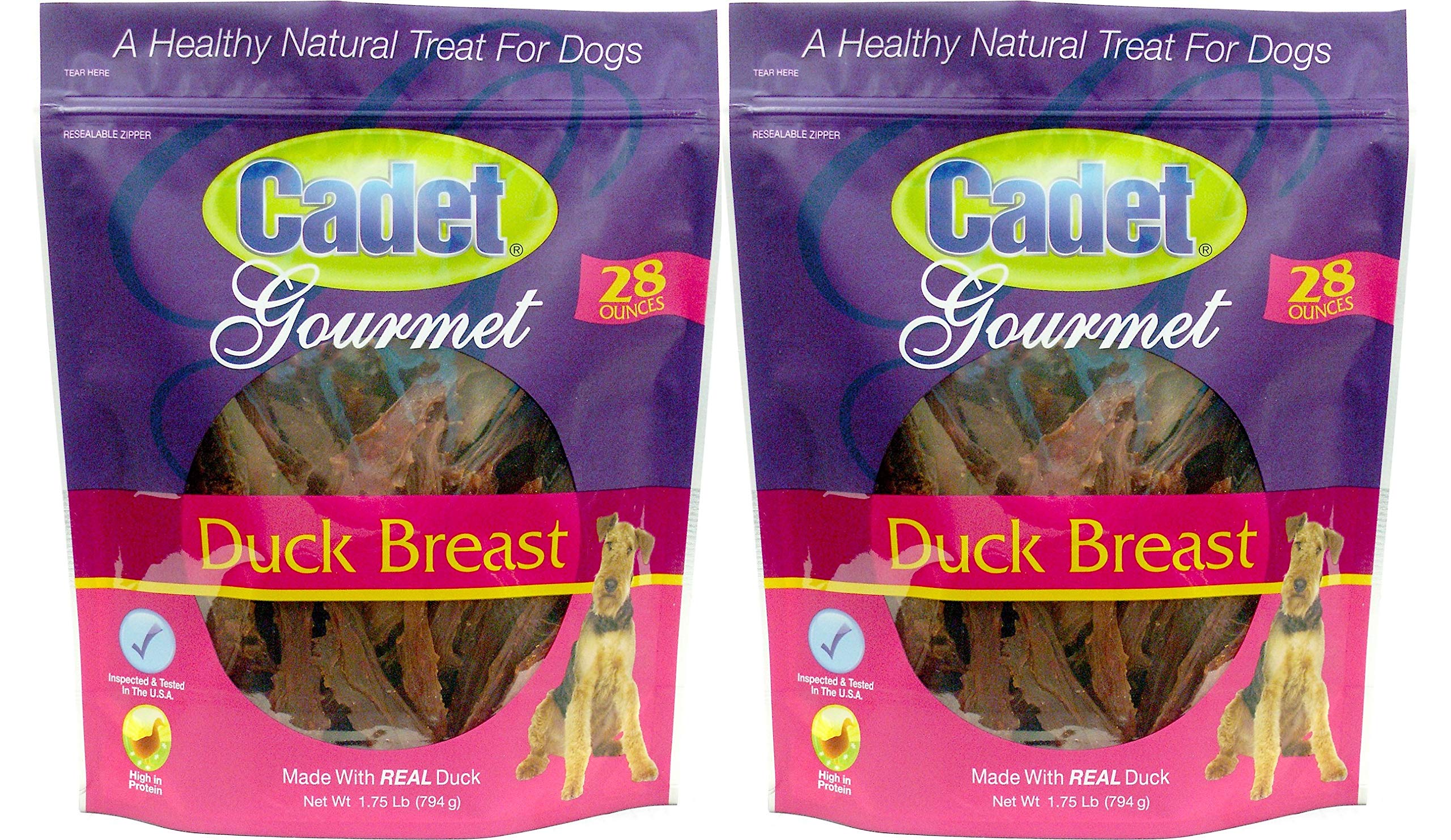 Cadet - pechuga de pato para perros en doble paquete, premiar naturalmente.