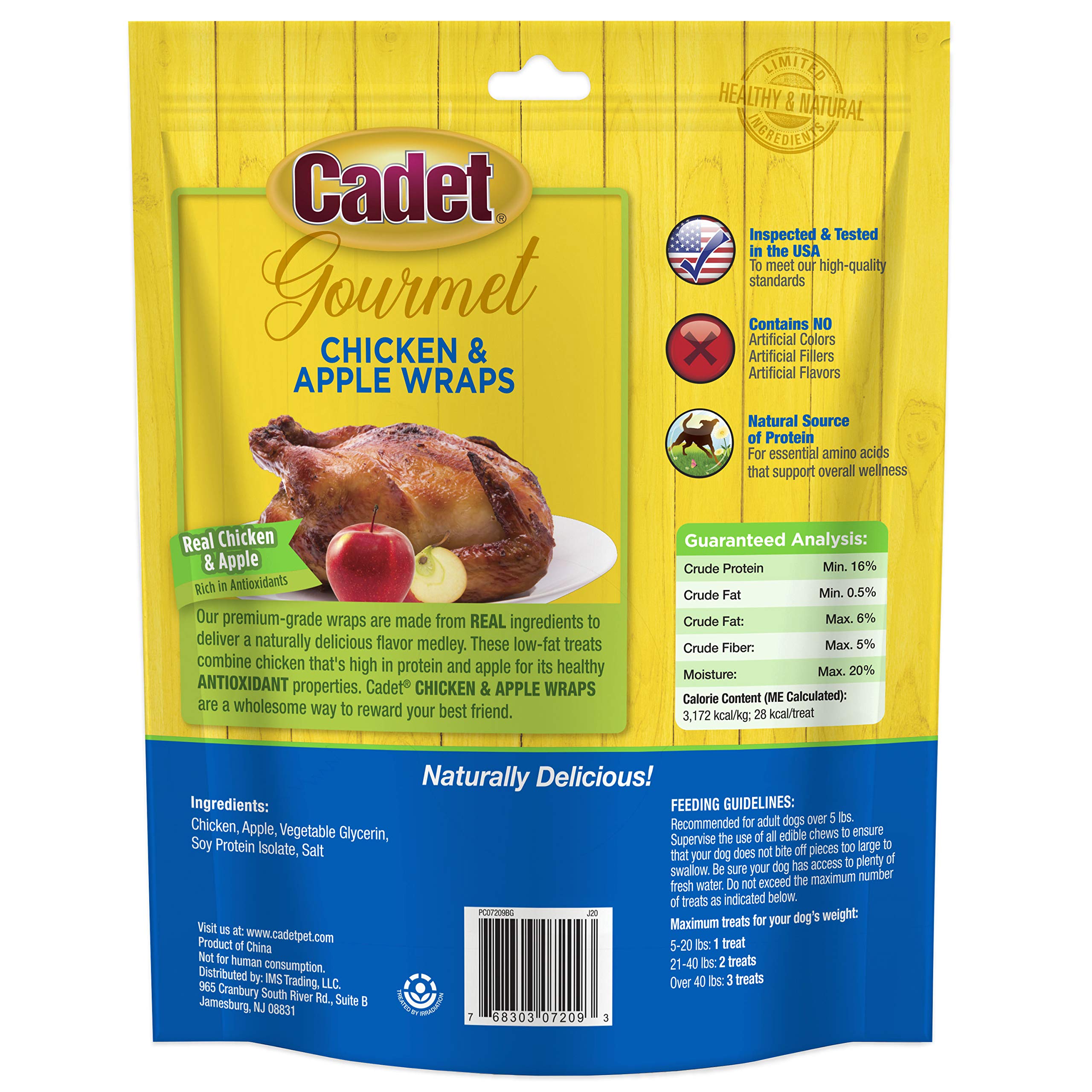Cadet Wraps Pollo y Manzana snack para paseos y entrenamiento