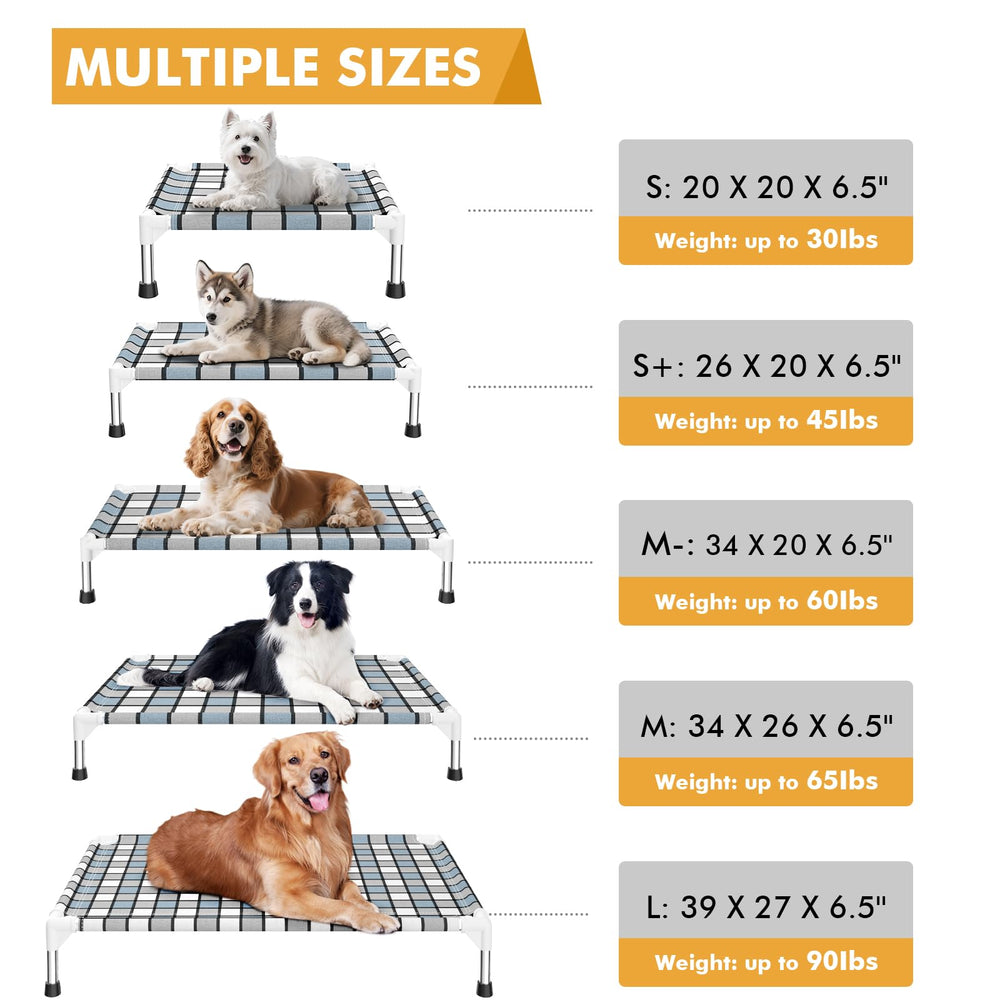 Caghash cama perro elevada, estructura de acero inoxidable duradera.