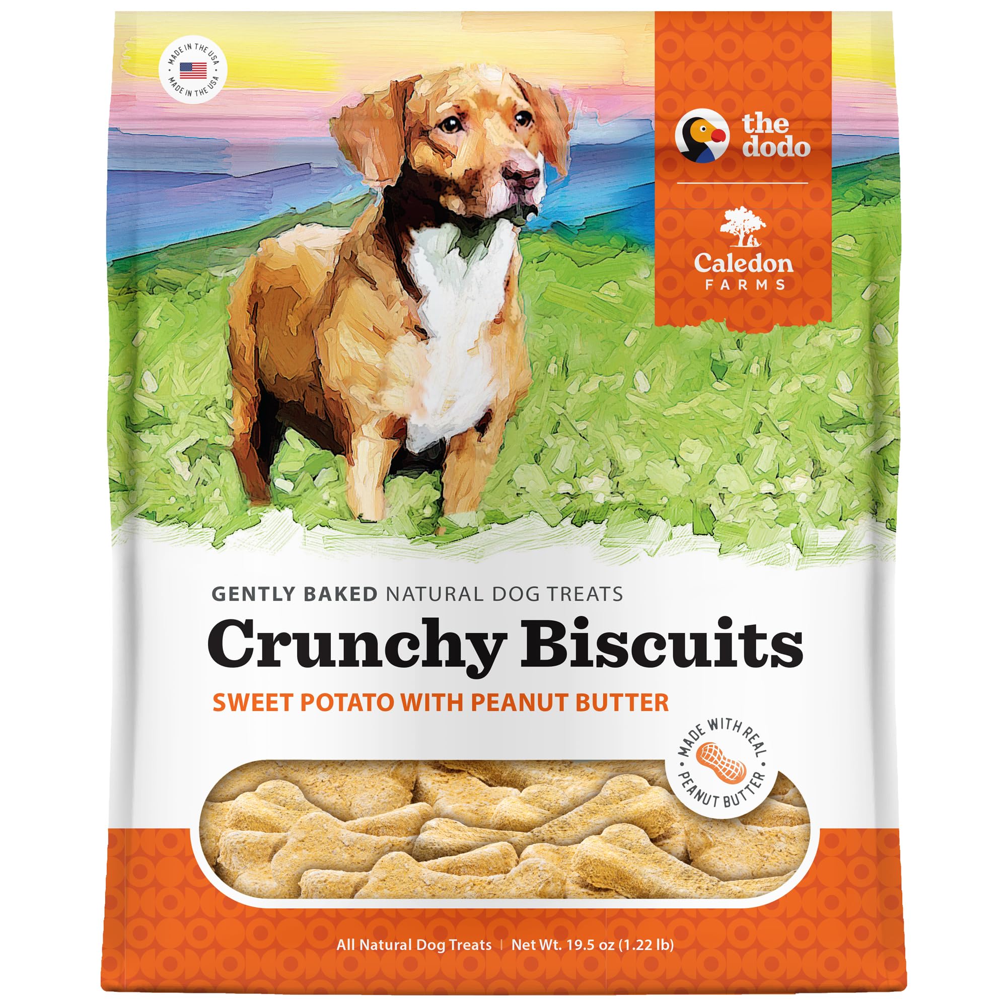 Caledon Farms The Dodo: galleta crujiente de batata y mantequilla de maní para perros.