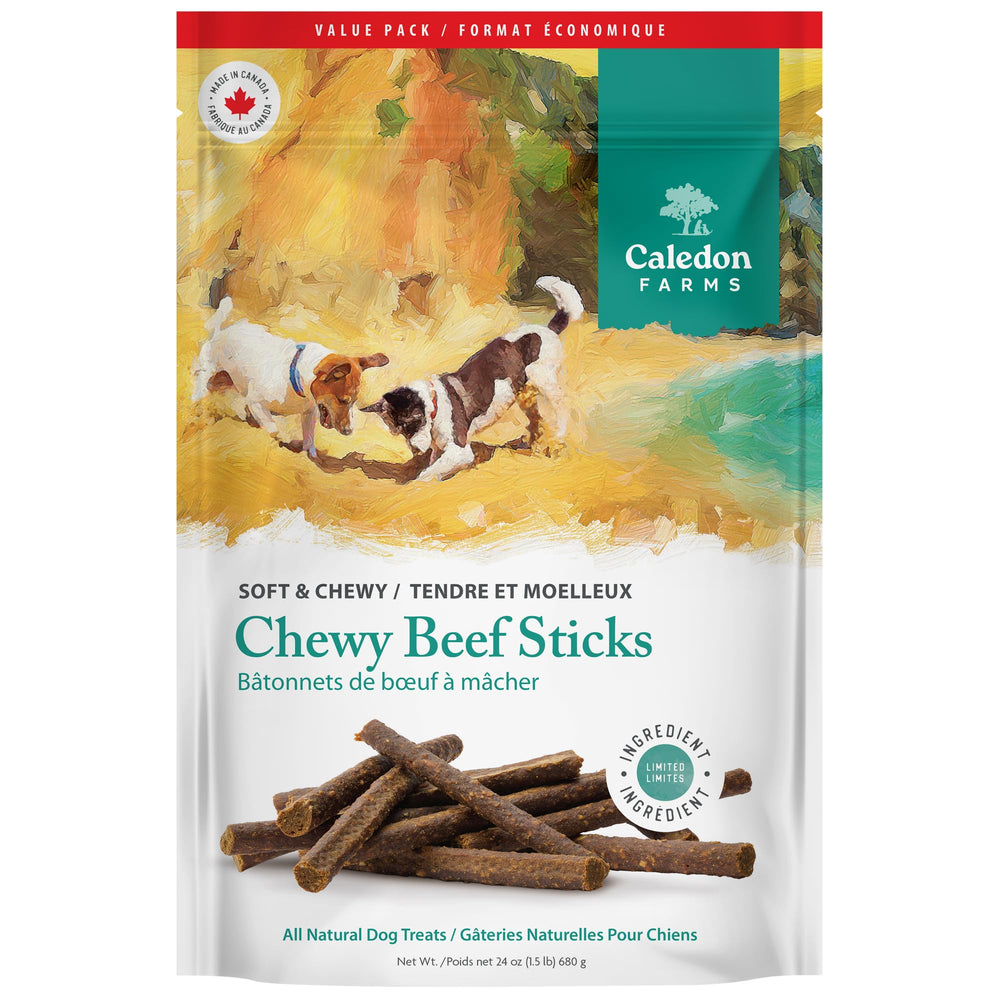 Caledon Farms palitos de res suaves para perros, textura agradable