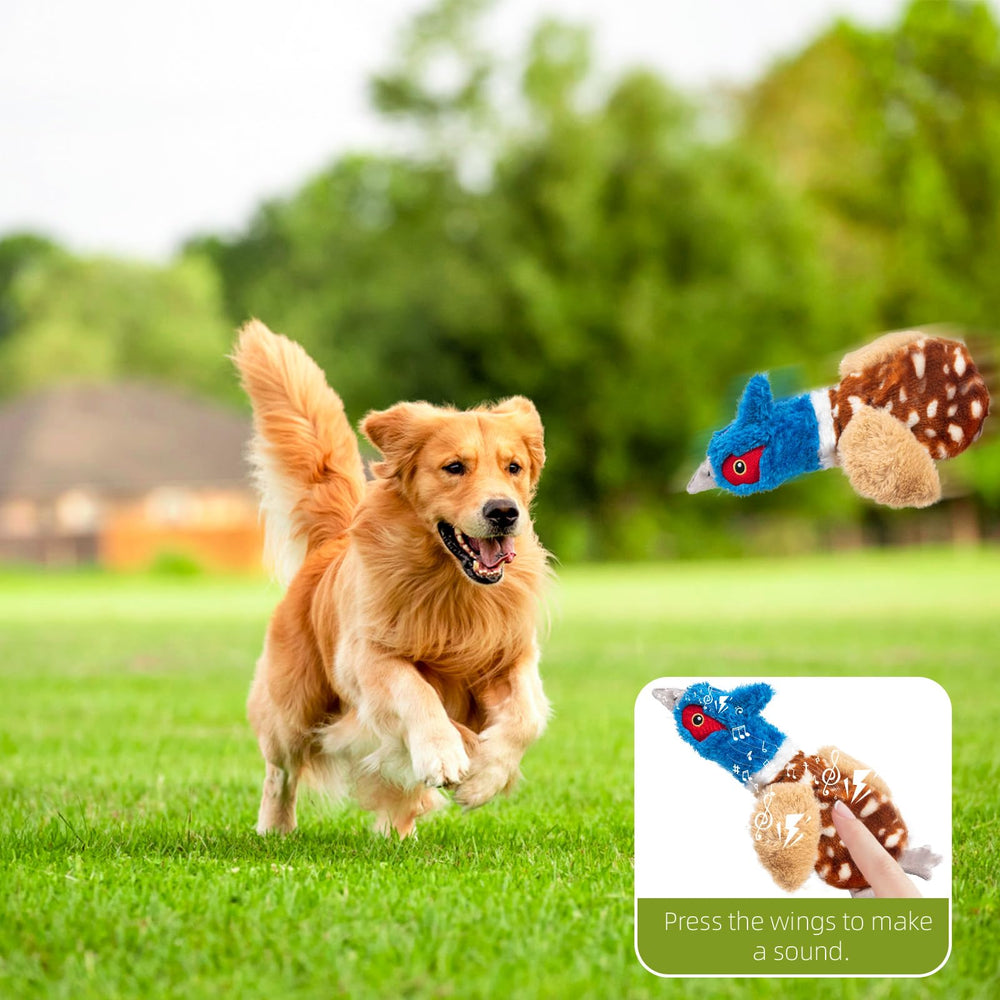 Calibonbon faisán: juguete sin relleno, fácil de limpiar tras juego activo.