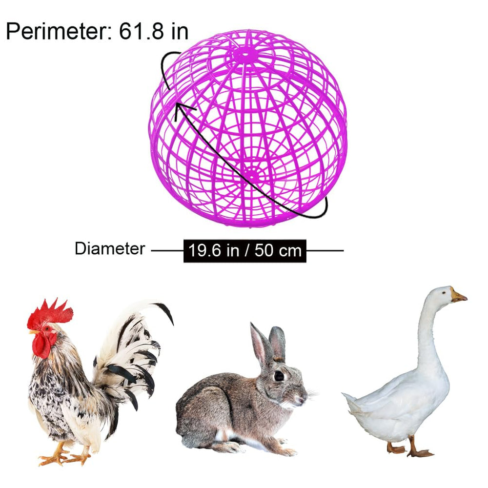 CalorMixs jaula esfera para gallinas; protección y libertad controlada en corral.