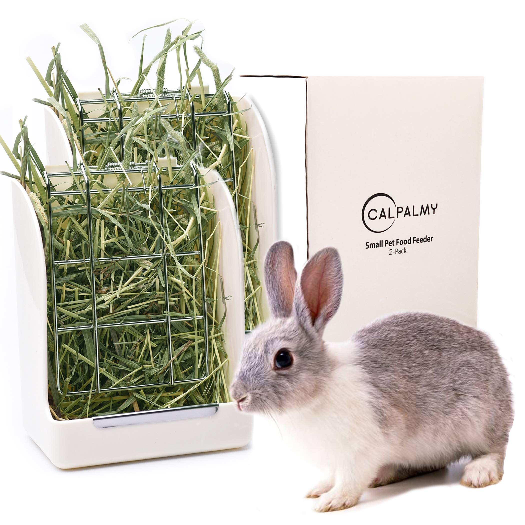 CALPALMY dispensador de heno con enfoque en alfalfa, perfecto para conejos.