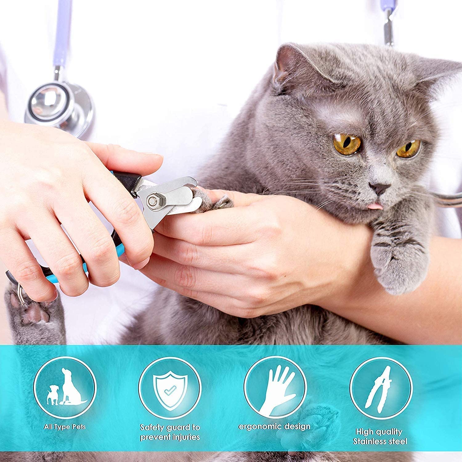 Candure cortauñas profesional para gatos, perros y aves con seguridad