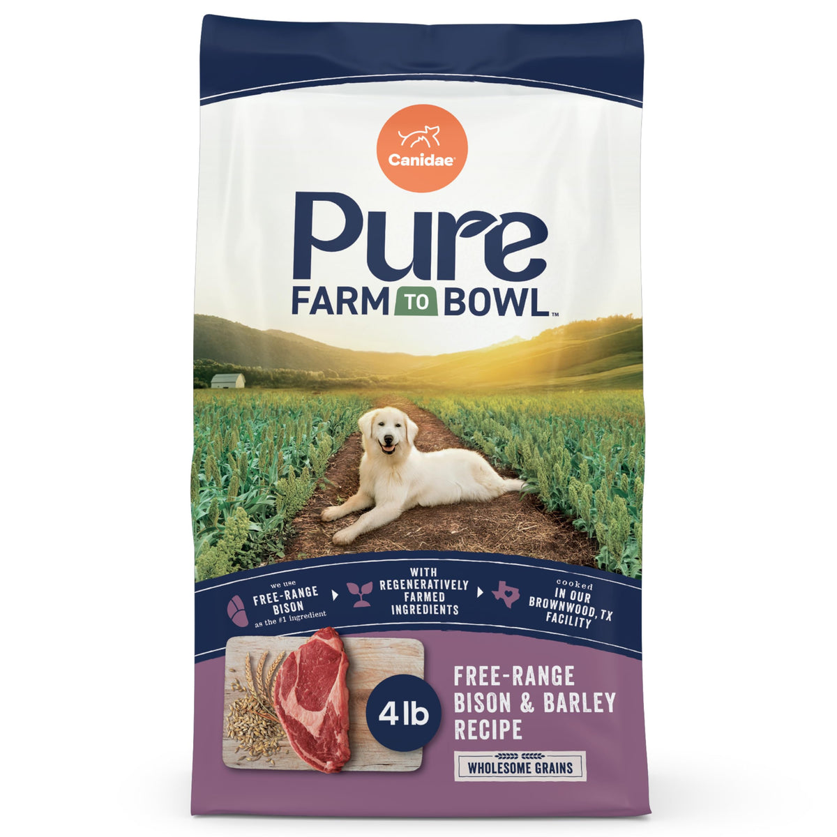 CANIDAE Pure: bison libre como ingrediente principal para una dieta nutritiva.