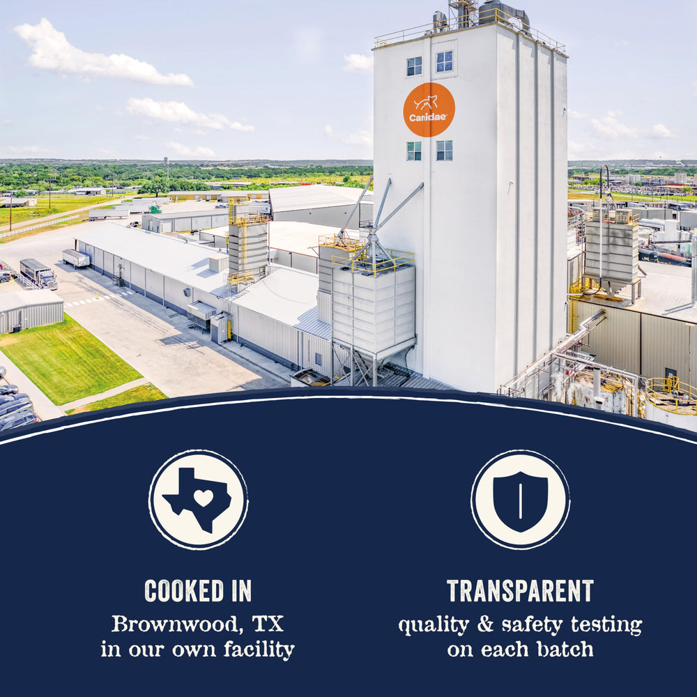 CANIDAE Pure Farm to Bowl Brownwood, Texas, proceso de fabricación responsable.