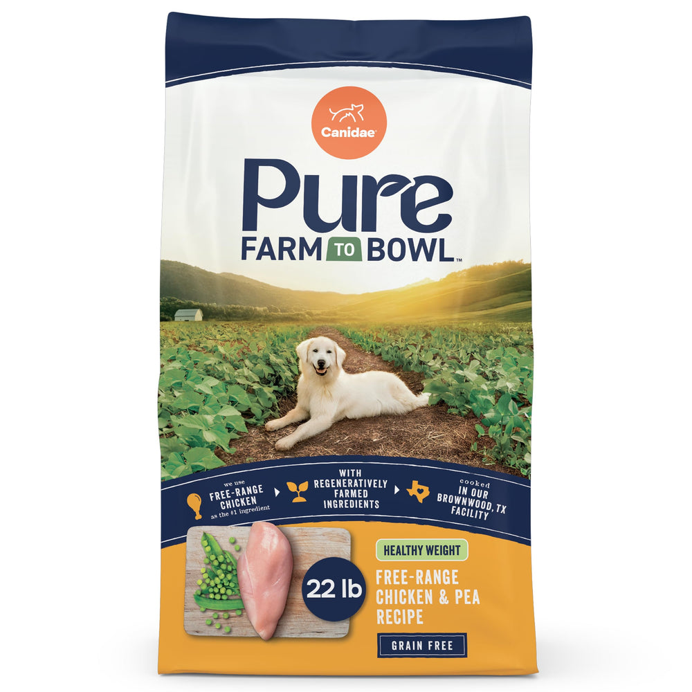 CANIDAE Pure con pollo de libre pastoreo, ingrediente principal y sabor natural para perros adultos.