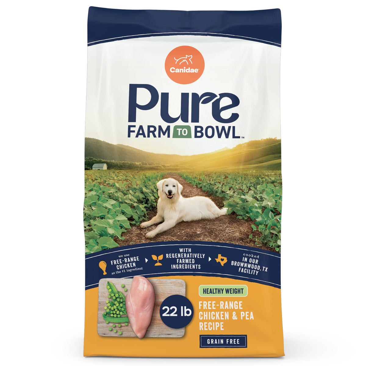 CANIDAE Pure con pollo de libre pastoreo, ingrediente principal y sabor natural para perros adultos.