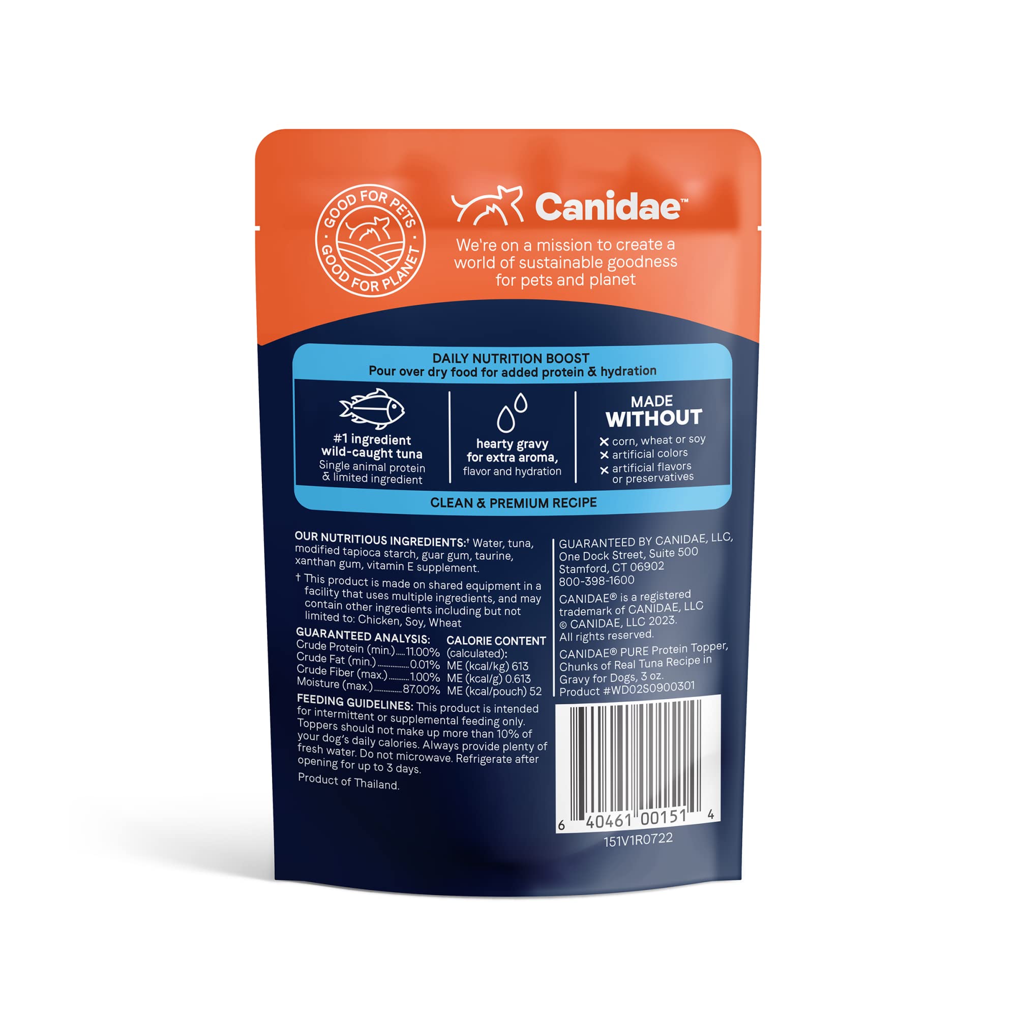 CANIDAE Pure Protein Topper con atún en salsa para dieta de ingredientes limitados.