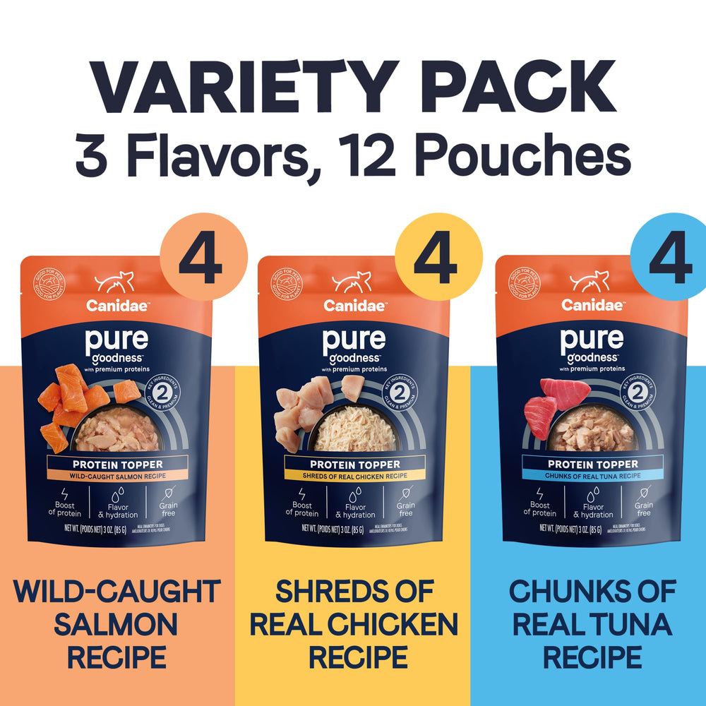 Canidae Pure Protein Toppers con atún: sabor y hidratación añadidos.