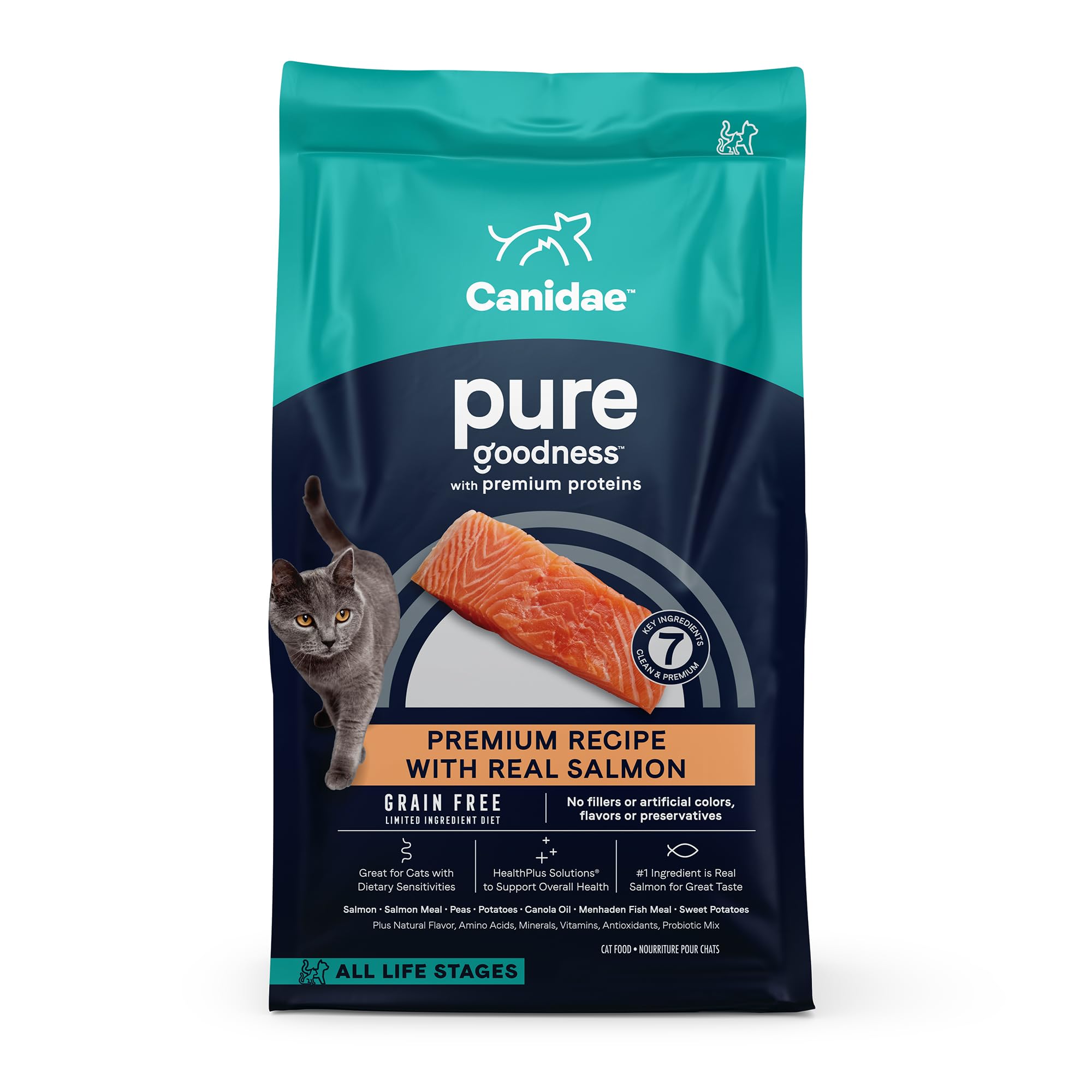 CANIDAE PURE Receta de Salmón: bolsa de 5 lb, sabor a salmón real para gusto natural.