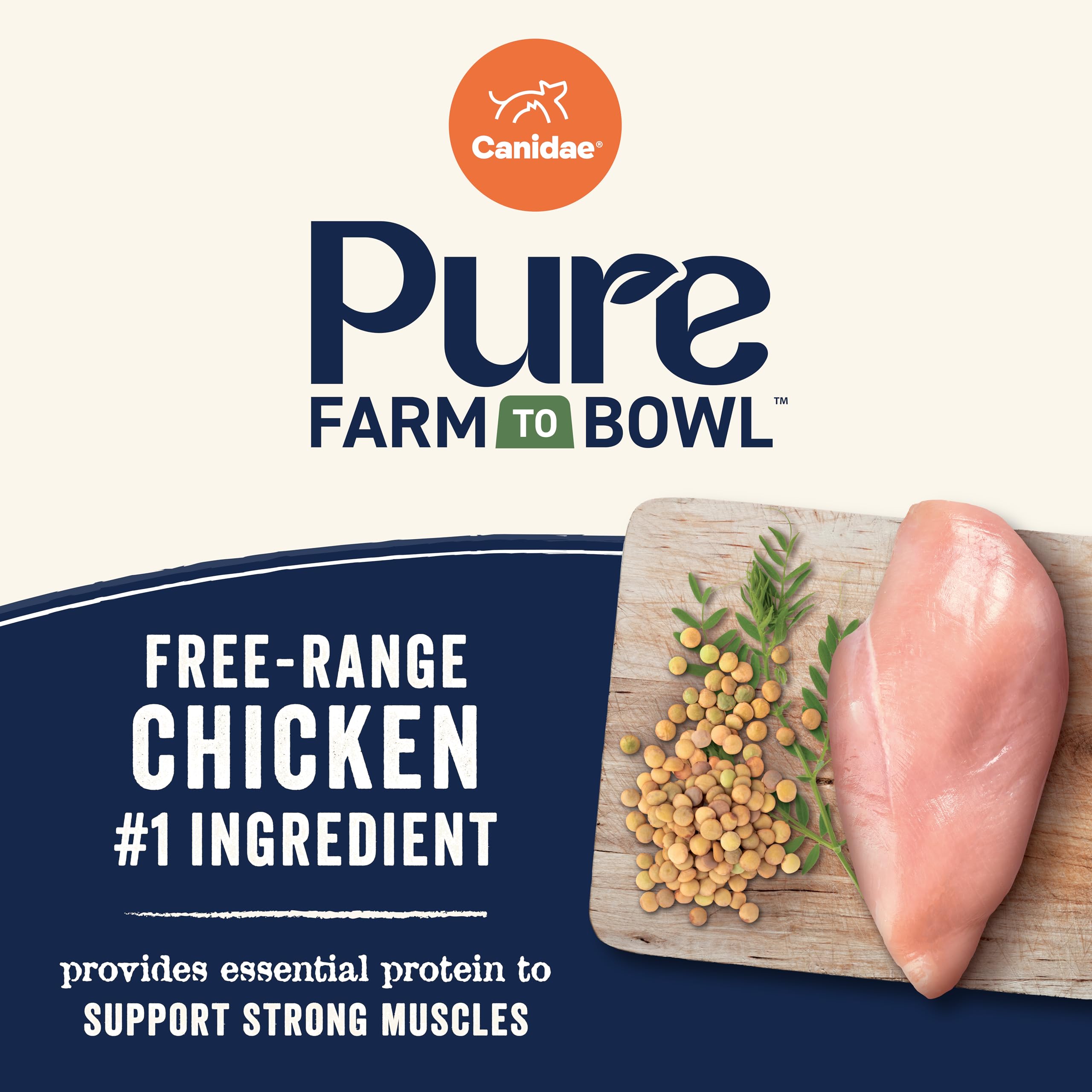 CANIDAE Pure, croquetas de tamaño adecuado para razas pequeñas.
