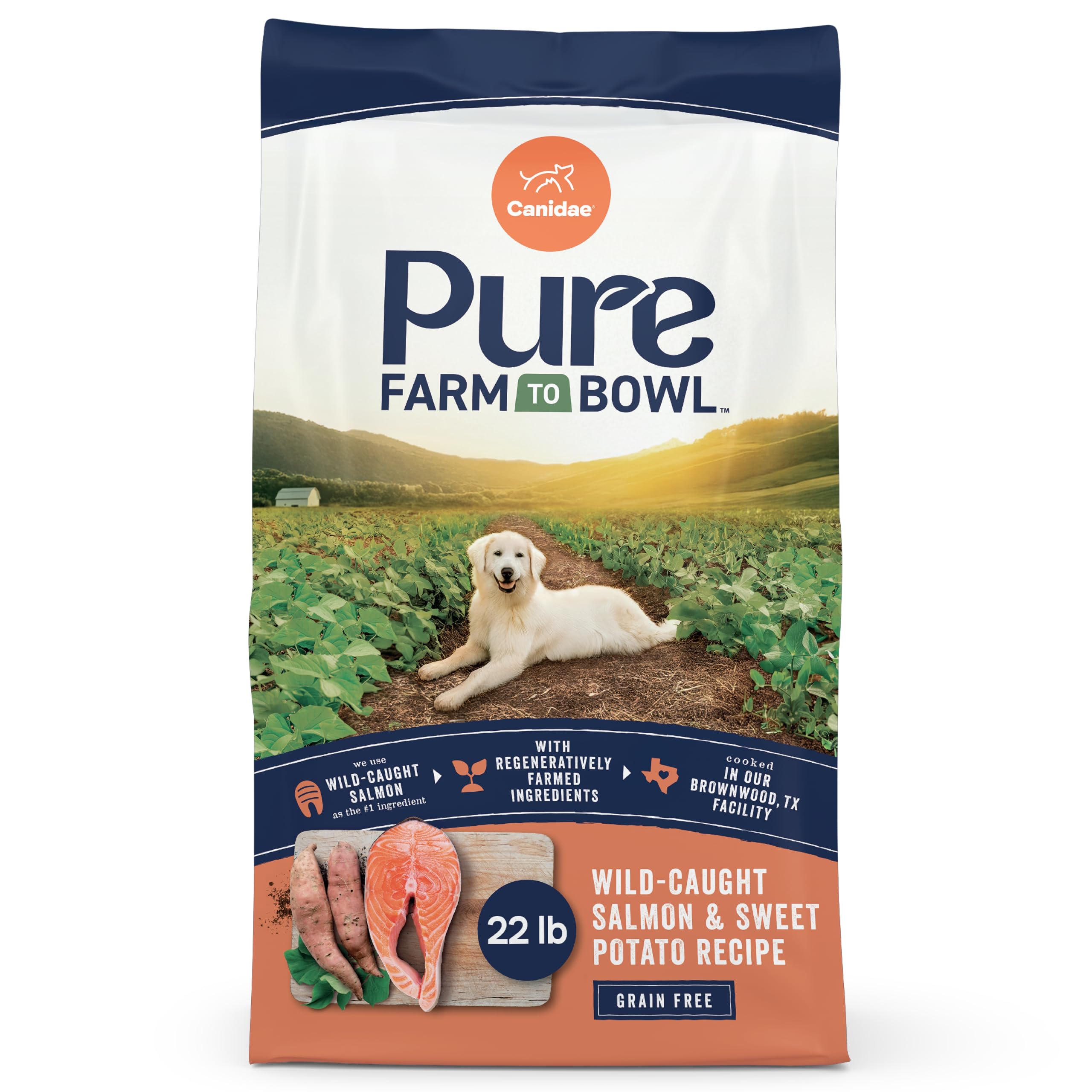 CANIDAE Puro salmón como ingrediente principal para pelaje brillante.