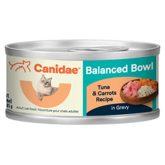 Canidae Balanced Bowl tazón con atún y zanahorias, ideal para gatos adultos.