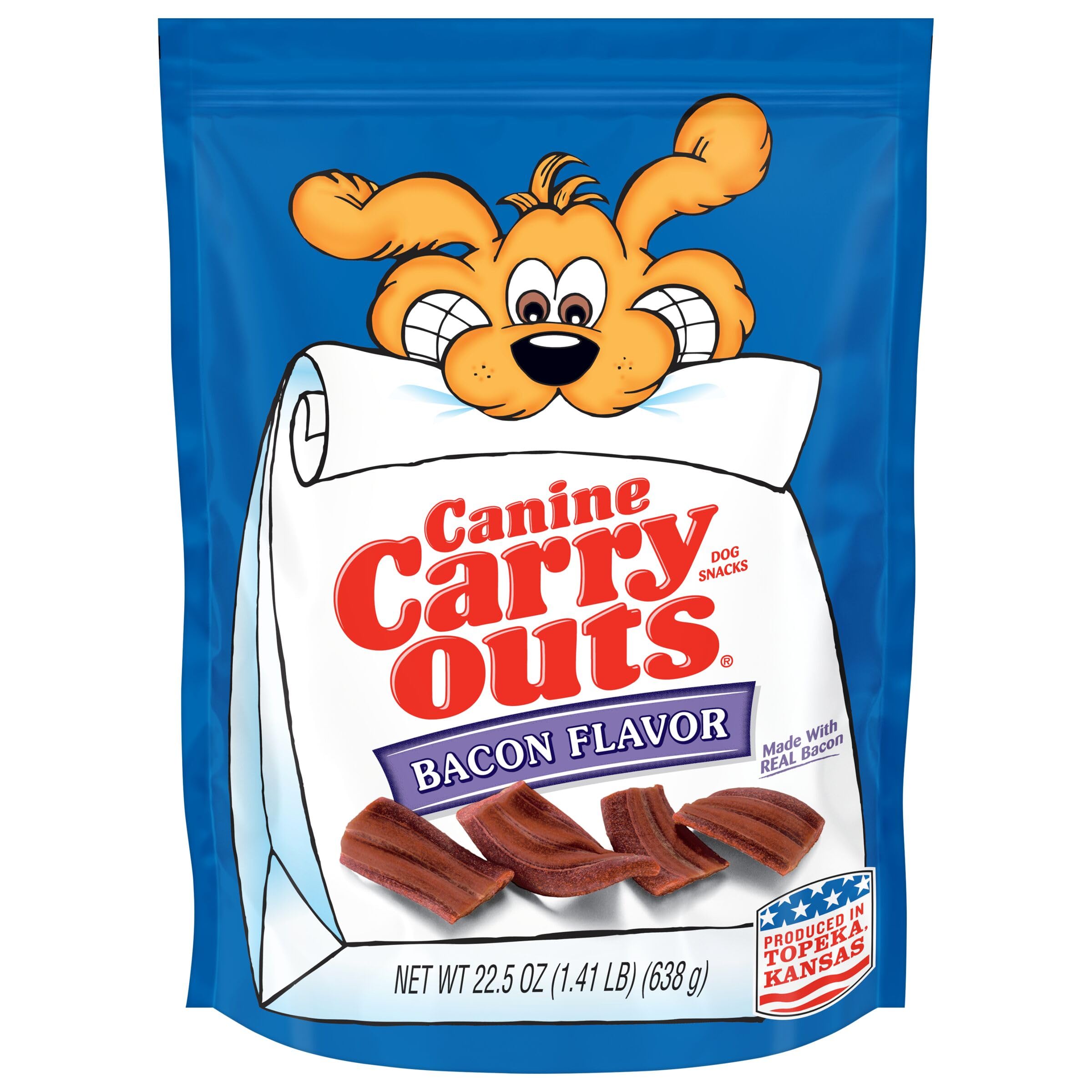 Premio sabroso de Canine Carry Outs con tocino en paquetes de 22,5 oz.