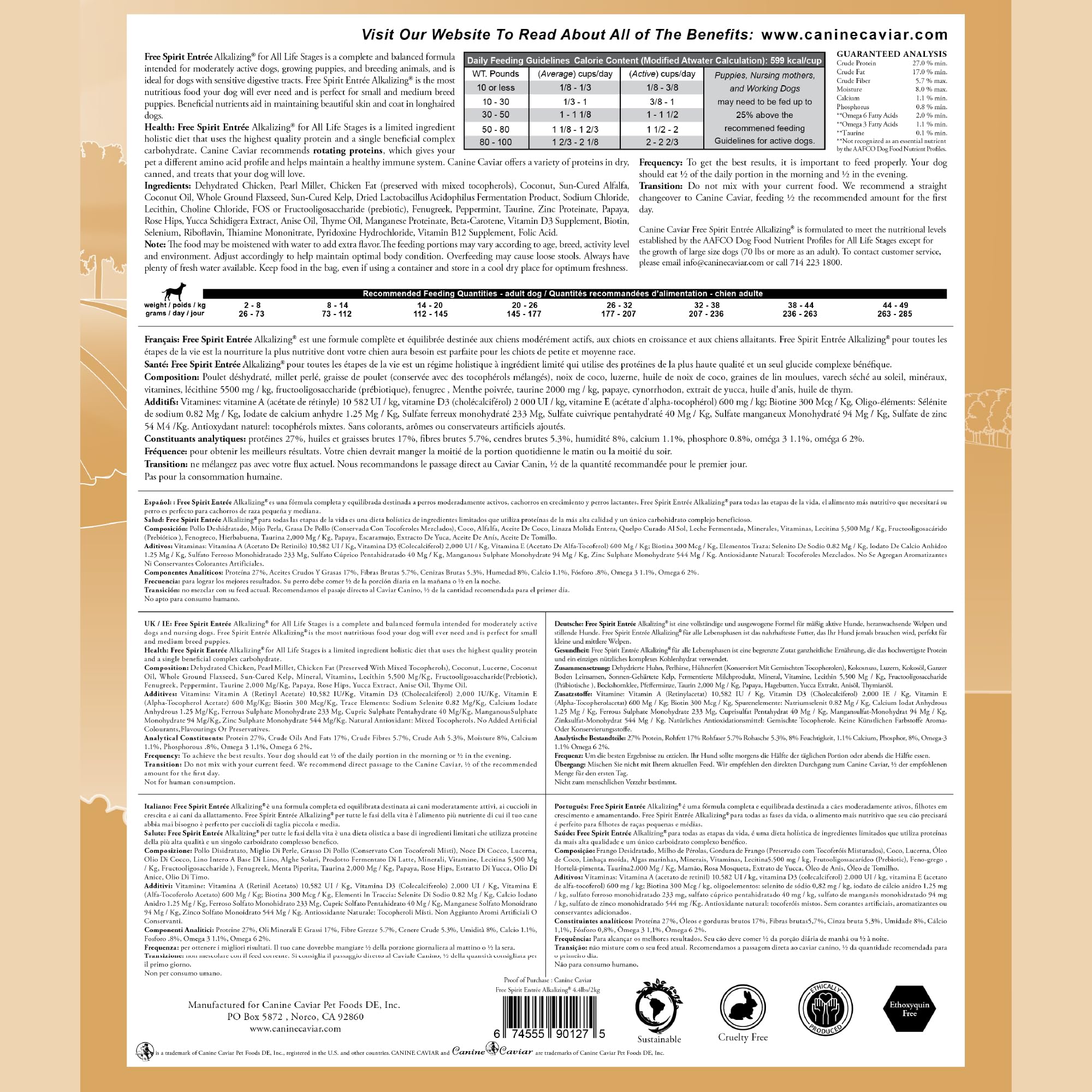 Canine Caviar Ingredientes limitados, facilita digestión con proteína y carbohidrato.
