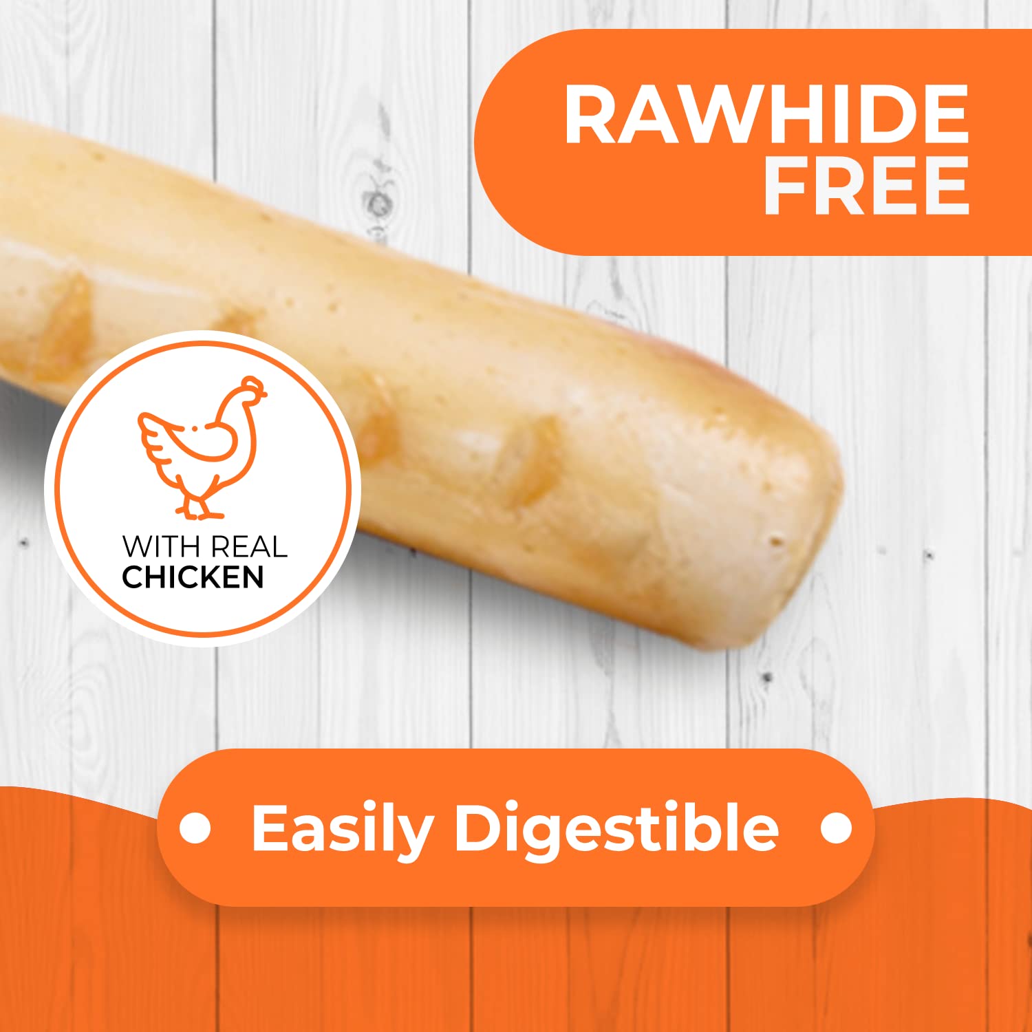 Masticable de pollo de tamaño medio de Canine Naturals para perros 20 a 50 lb