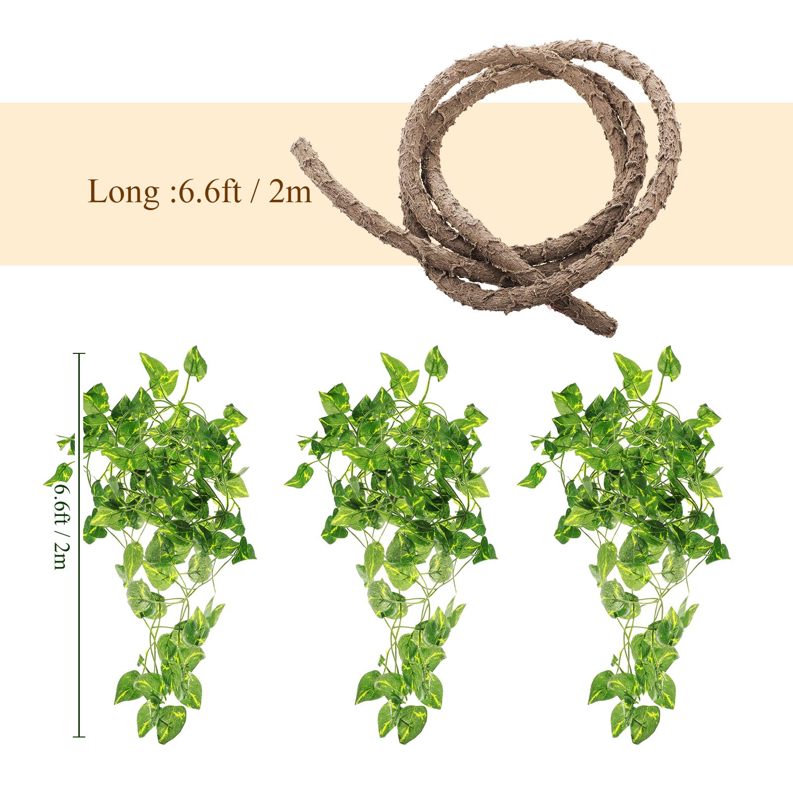 Canlierr hojas artificiales para terrario con textura realista.