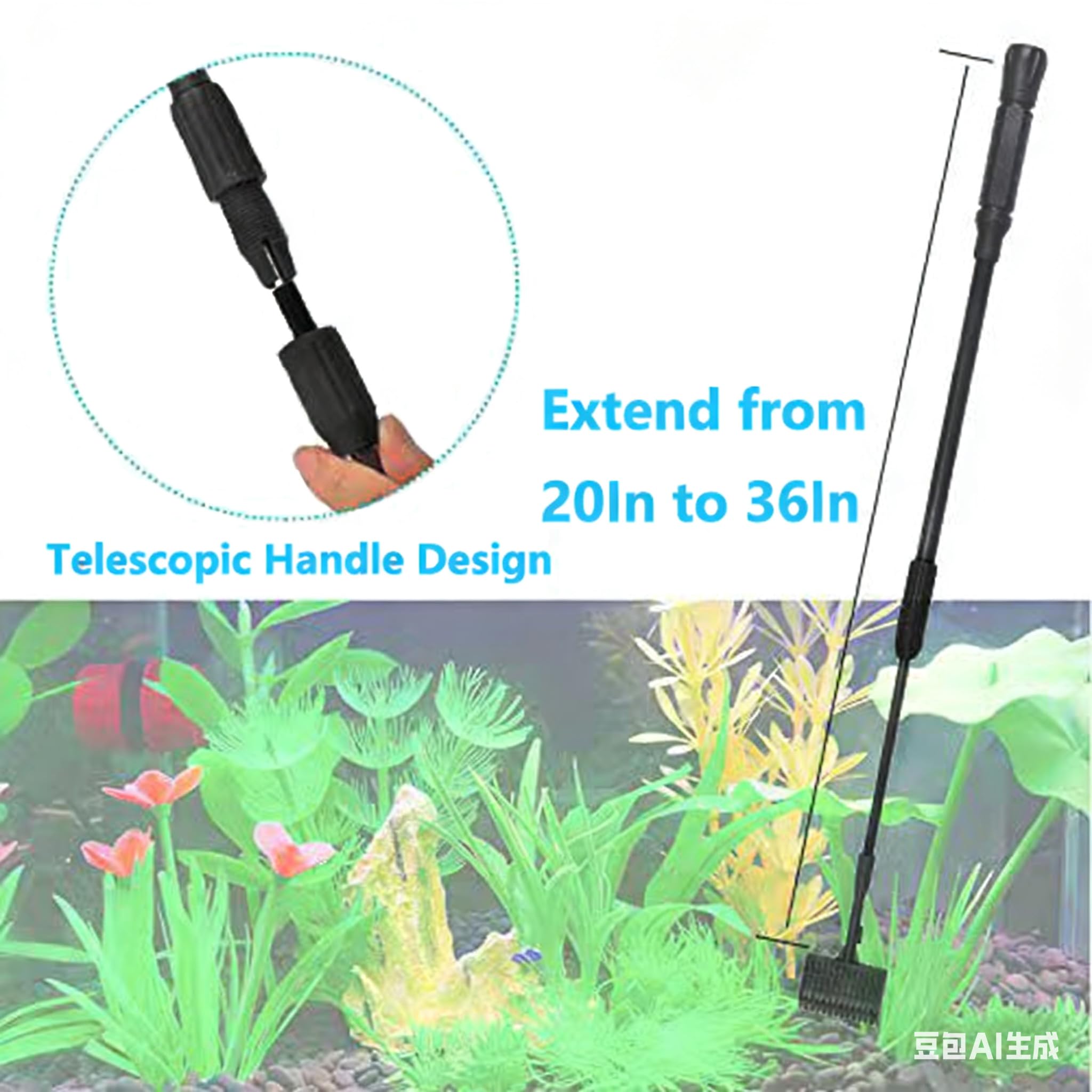 Carefree Fish 6IN1 mango telescópico, alcance de 20-36 pulgadas