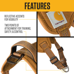 Arnés Carhartt con costuras reflectivas para mayor visibilidad en poca luz.