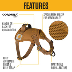 Asa de control rápido del arnés Carhartt sin tirones para manejo seguro.